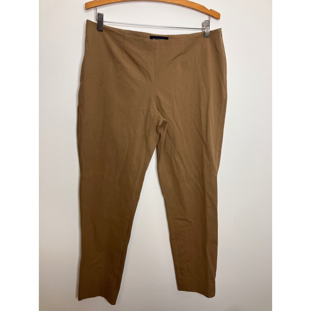 Piazza Sempione Emanuela Pants Womens 46 Tan Excellent Side Zip Slim Cropped